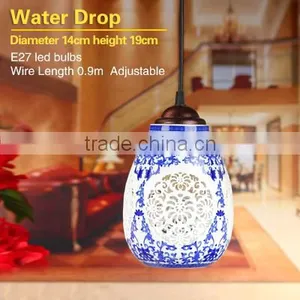 Vintage LED Pendant Light Blue White Porcelain Chandelier Star Jingdezhen Ceramic Loft Coffee Bar Restaurant Kitchen Lights thumbnail-2