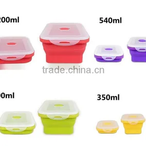 4 Pack (350ML , 540ML , 800ML , 1200ML)Fashionable & Stackable Food Storage Containers, Silicone Collapsible Lunch Box thumbnail-1