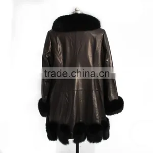 Leather Jacket With Fox Fur Trim / Sheep Leather Fur Coat thumbnail-2