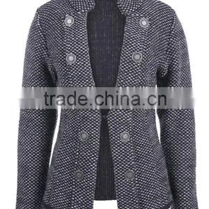 Ladies Knitted Buttoned Winter Jacket Mixed Color High Quality Knitwear Producer in Turkey Casual Knit Jacket Supplier in Turkey thumbnail-1