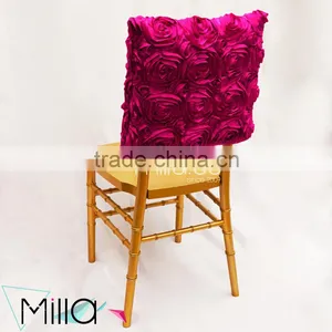Wedding Embroidered Satin Rosette Square Top Chair Cap Covers Quality Choice thumbnail-1