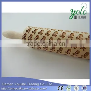 Eco-friendly Bamboo Rolling Pin With Engraved Skull Decoration Quality Choice thumbnail-1