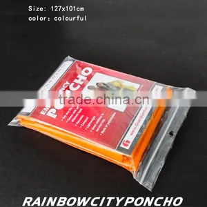 PE Rainponcho Orange Color Within Paper Card in the Packing Zipper Bag thumbnail-2