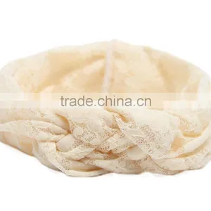 Latest Fancy Fashion Knot Girls Elastic Hair Band / Braided Fabric Wholesale Lace Turban Headbands thumbnail-2