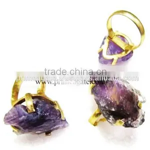 Amethyst Electroplated Ajustable Arrowhead Finger Rings thumbnail-1