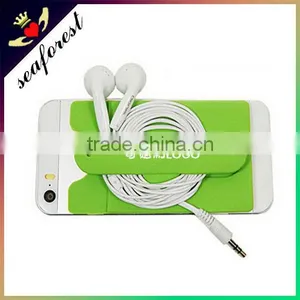 Printing Logo Custom Gift Multifunction Smart Wallet 3M Sticky Silicone Mobile Card Holder With Slap Stand for Advertising thumbnail-5