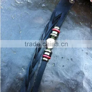 Fashion Metal Bead Braided Genuine Cheap Leather Bracelets 2015 thumbnail-1