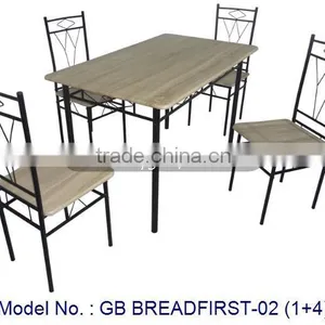 MDF And Metal Table With Chairs For Home In Dining Sets 1+4, Black Metal Table and Chairs Set, Space-saving Dining Set Furniture thumbnail-1