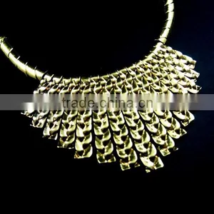18inch Retro Antique Gold Chic Engraved Vintage Metal Collar Chunky Choker Statement Necklace,fashion Jewelry 6350173 thumbnail-3