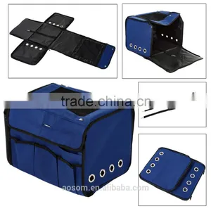 Pawhut Collapsible Folding Soft Portable Pet Crate Carrier - Dark Blue thumbnail-1