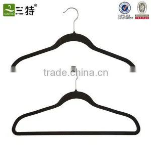 Wholesale Black Thin Plastic Velvet Flocked Hanger thumbnail-1