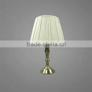 Metal Base And Body In Antique Brass Finish With Fabric Lampshade Mini Table Light Bedside Table Lamp Study Table Light thumbnail-1