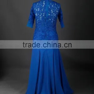 RSE674 Elegant Lace Vintage Royal Blue Mother Of The Bride Evening Dresses thumbnail-2