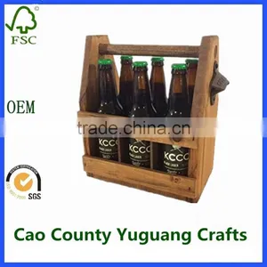 Handcrafted Wooden Portable Beer Carrier Holder Tote thumbnail-1
