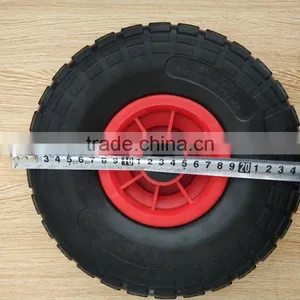 Hot Sale Durable Red Plastic Rim 10"x3.50-4 PU Wheel thumbnail-5