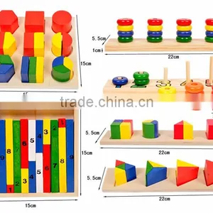 Early Educational Toy Montessori With 14pcs Wooden Geometry Blocks thumbnail-2