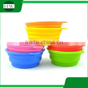 Folding Portable Colorful Travel Silicone Telescopic Pet Eat Drink Food and Water Bowl Cup Collapsible Accordion Foldable thumbnail-3