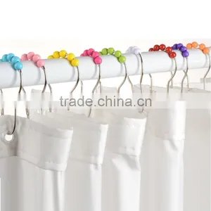 CALABASH PEARLS Shower Curtain Hooks Rings,Colorful Plastic Pearls Metal Bathroom Shower Curtain Hooks thumbnail-2