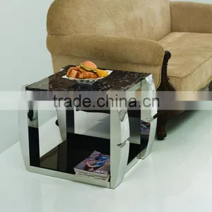 D331 Hot Sale Cheap Marble Top Stainless Steel Side Table thumbnail-2