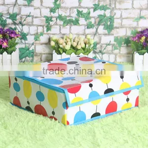 N488 Good Quality Rectangle Non Woven Coated Water Proof Foldable Storage Box Polka Dot Bin thumbnail-1