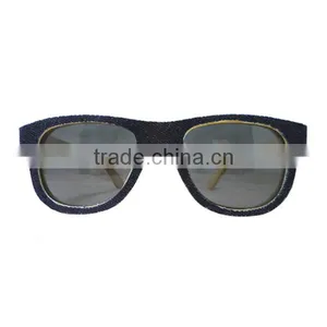 Denim + Wooden Frame Sunglasses Hot Selling Wooden Eye Glasses Special Design Sunglasses thumbnail-1
