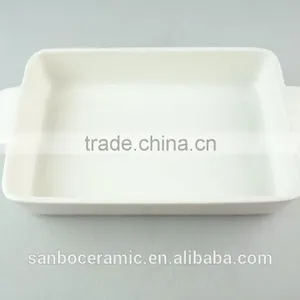 Stock White Ceramic Bakeware With Two Ears, Ceramic Bake Plate With Good Quality thumbnail-2