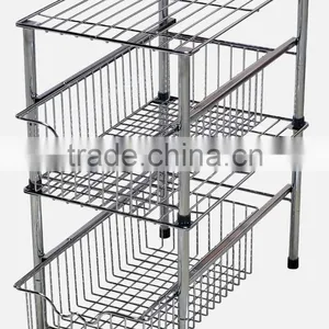 Stackable Under Sink Cabinet Sliding Basket Organizer Drawer thumbnail-1