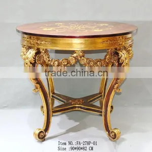 FA-278P-01 Leading Vintage Round Table With Thick Paper and Glass Top thumbnail-1