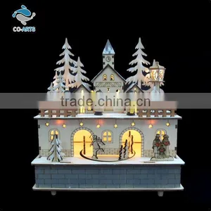 China Supplier Battery Charge House Shaped Wooden Decoration Light thumbnail-1