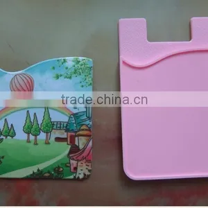 Newly 3M Sticker Silicone Mobile Phone Silicone Credit Card Holder With Screen Clearner for Advertising Giftaways thumbnail-2