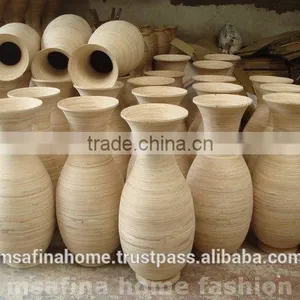 Round Natural Color Bamboo Flower Vase thumbnail-1