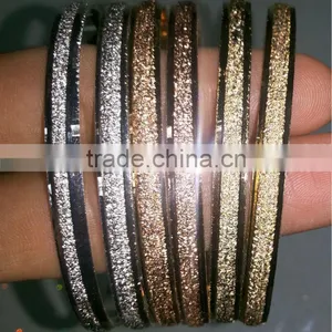 SET OF 6 BANGLES ,3 TONE GOLD PLATED GOLD, SILVER, ROSE GOLD thumbnail-1