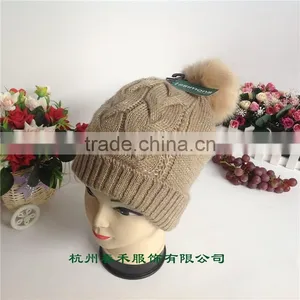 High Quality Double Layer Ladies and Girls Winter Fashion Warmer Knitted Beanie Hat thumbnail-3