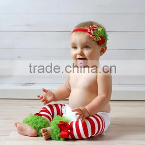 Wholesale Kids Baby Stripe Leg Warmers Christmas Baby Double Ruffle Leg Warmers thumbnail-4