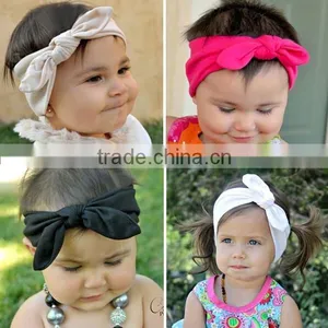 Solid Color Bow Style Cotton Kids Headband, Kids Cotton Fabric Headband thumbnail-2