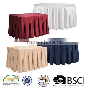 100%polyester Jersey Stretch Box Pleats Table Skirting Party Polyester Plisse Table Skirting thumbnail-1