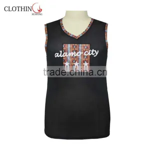 New Fashion O-neck Printing Black T-shirt Without Sleeves thumbnail-1