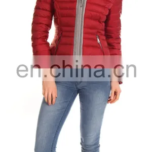 Fashion Design Europe Style Hooded Anorak Red Winter Jacket thumbnail-2