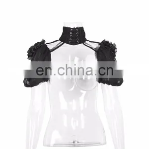 Punk Rave Gothic Black Choker With Attached Puffed Short Sleeves S-147 thumbnail-1