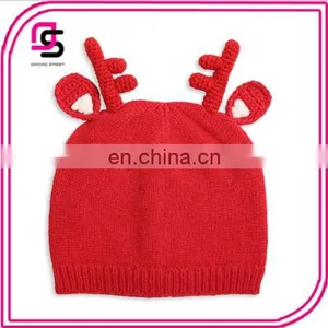 2017 Autumn and Winter Warm Children's Hat Christmas Small Antlers Baby Knitted Caps thumbnail-1