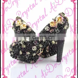 Aidocrystal Black Ladies Crystal Shoe Crystal Wedding Shoes Gem Shoe Diamond High Heel thumbnail-1