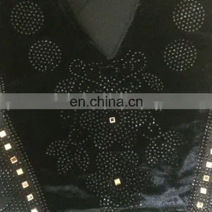 Black Colour Lycra Burkha With Black & Golden Diamond Stone Work / Embroidery Burkha For Casual Wear (dubai Abaya 2017) thumbnail-2