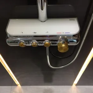 IT-H005A Thermostat Controlled Shower Valves #304 SS Thermostatic Shower Sets Rectangle Top Shower With Hand Shower thumbnail-3