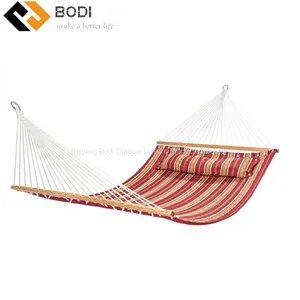 Outdoor Wooden Stick Quilted Hammock Swing Bed With Pillow thumbnail-1