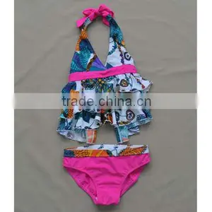 Printing Girl Swimsuit With Flounce thumbnail-1