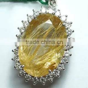 Golden Rutile Quartz 925 Sterling Silver Pendants thumbnail-4