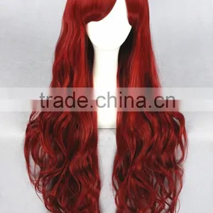 High Quality 80cm Long Curly Dark Red Synthetic Anime Lolita Wig Cosplay Costume Fashion Hair Wig Party Wig Quality Choice thumbnail-2