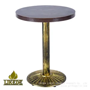 24-Inch Round Bronze Base Cast Iron Bistro Table With Wrought Iron Bar Top for Restaurant Use thumbnail-1