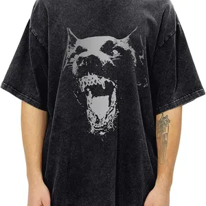 Oversized Graphic Tees Vintage Shirt Men Baggy Y2k Cotton Acid Wash T Shirts Harajuku Streetwear Grunge Aesthetic Top thumbnail-1