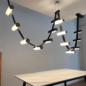 Masolight Leather Belt Zigzag LED Pendant Light | Linear Chandelier thumbnail-3